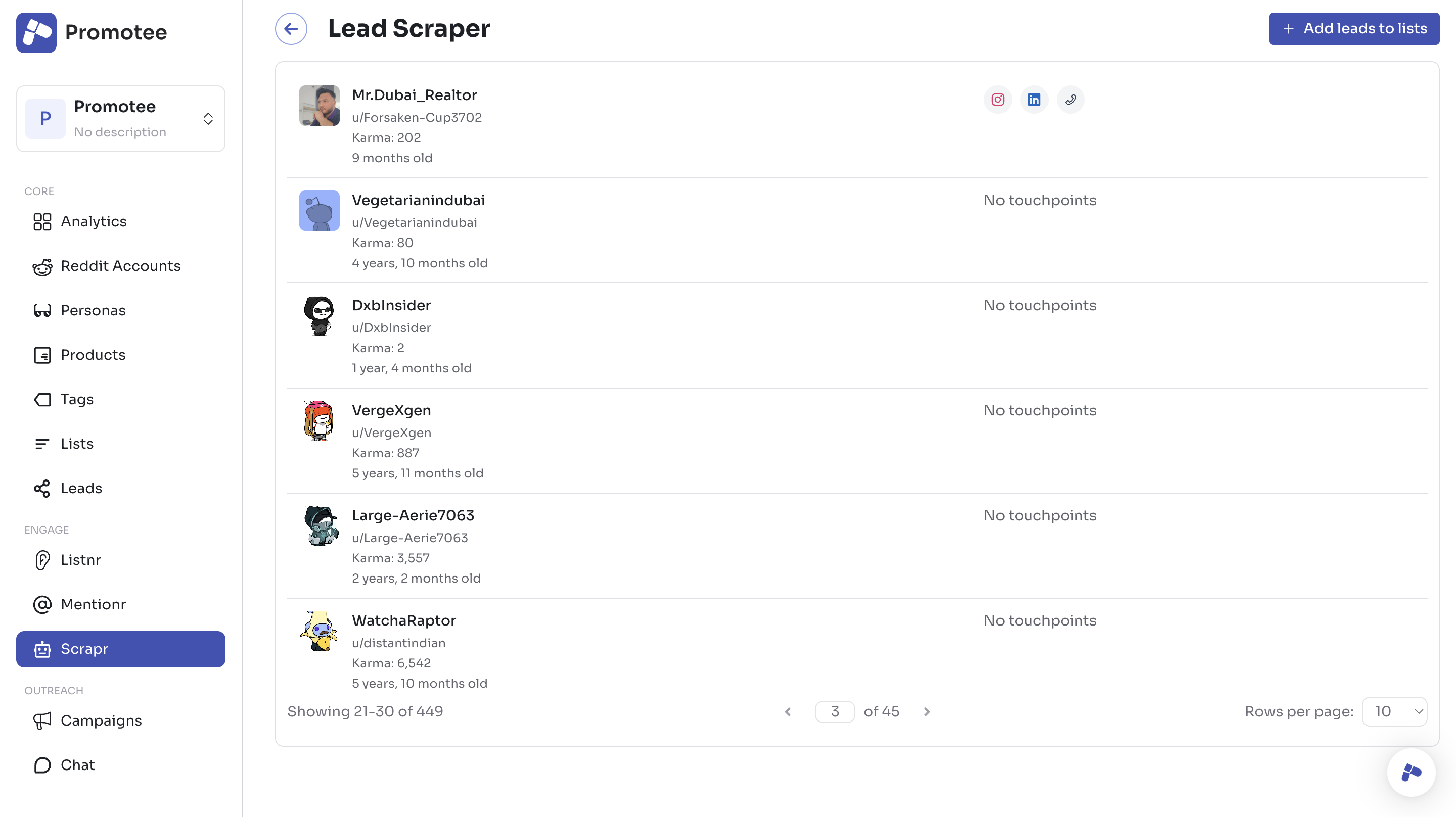 Lead Scraper Screenshot